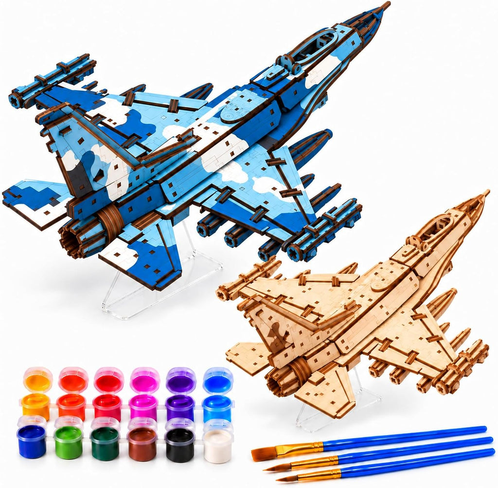 Rompecabezas de madera 3D para adultos con juego de pintura