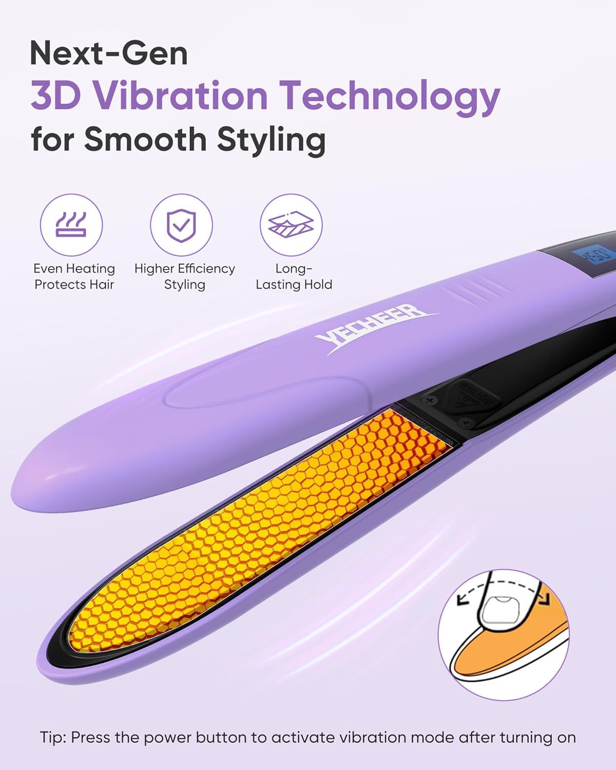 Plancha plana de cerámica de 1 pulgada con vibración sónica