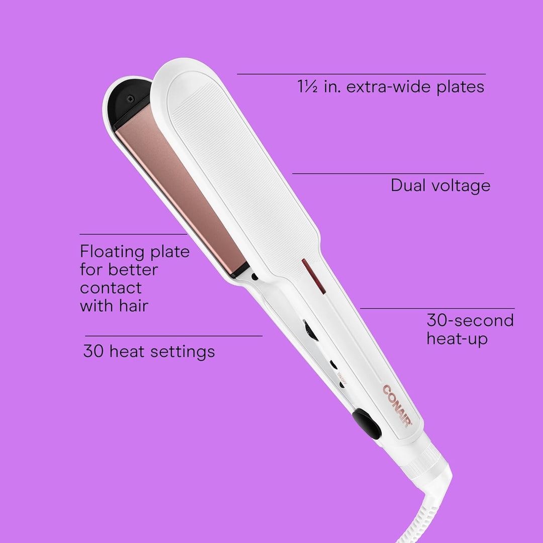 Conair - Plancha de cerámica doble, plancha plana de 1½ pulgadas, 5...