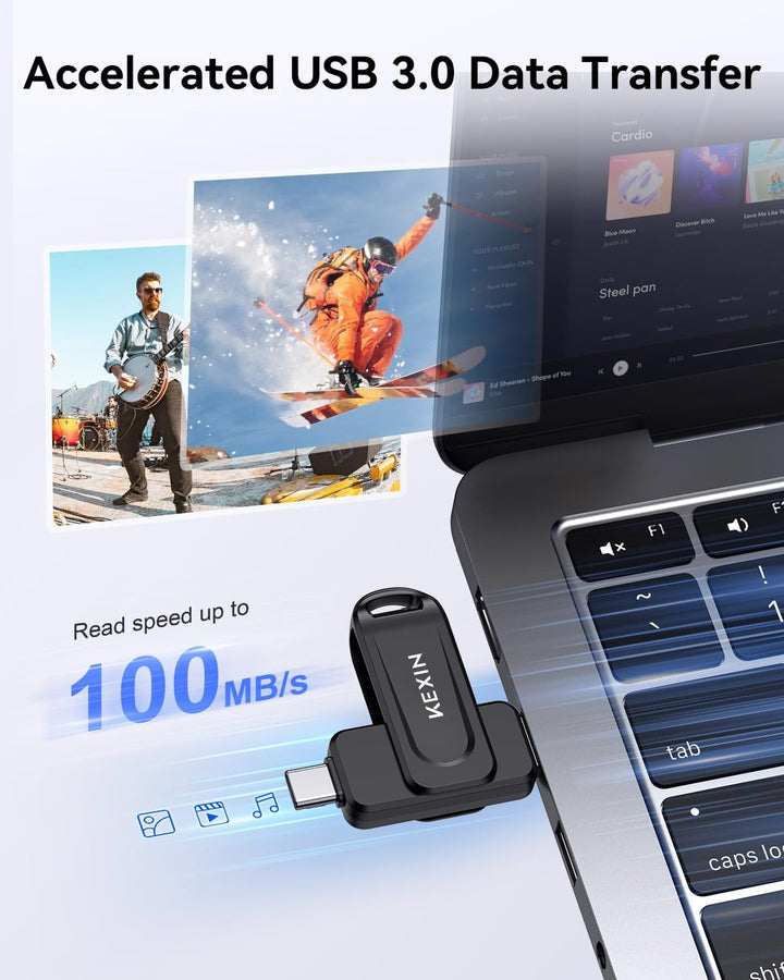 KEXIN Unidad Flash USB C de 128 GB, Unidad Dual de Pulgar 100 MB\/s...