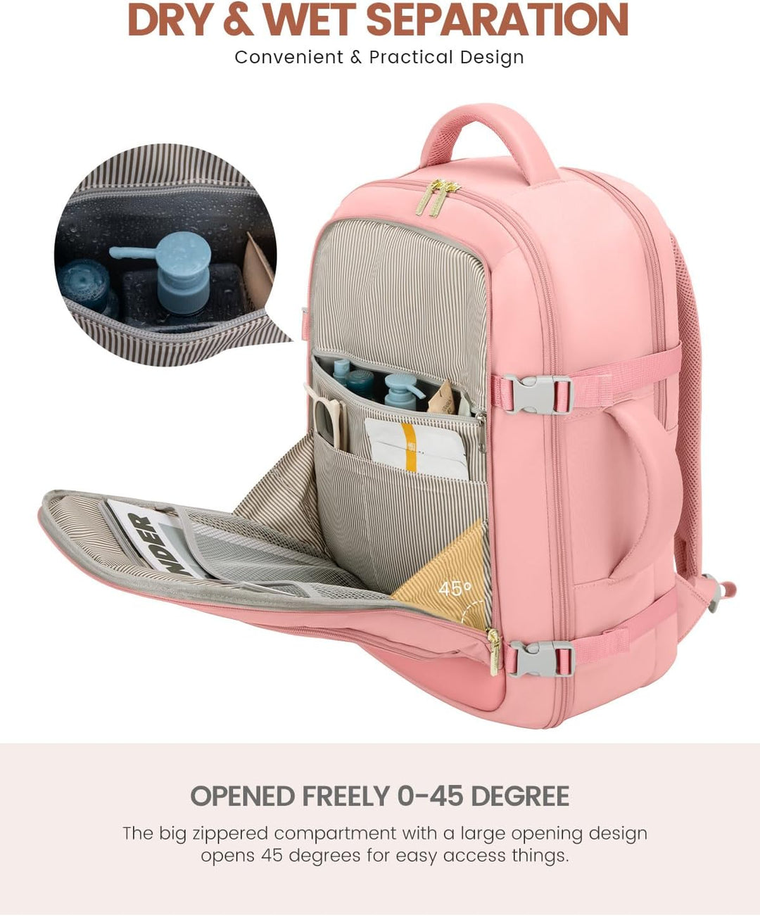 LOVEVOOK Mochila de viaje para mujer, mochila de transporte de 40 l...