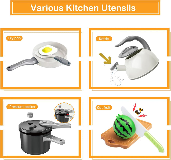 Juego de cocina de 130 piezas, ollas de juego de cocina para niños,...
