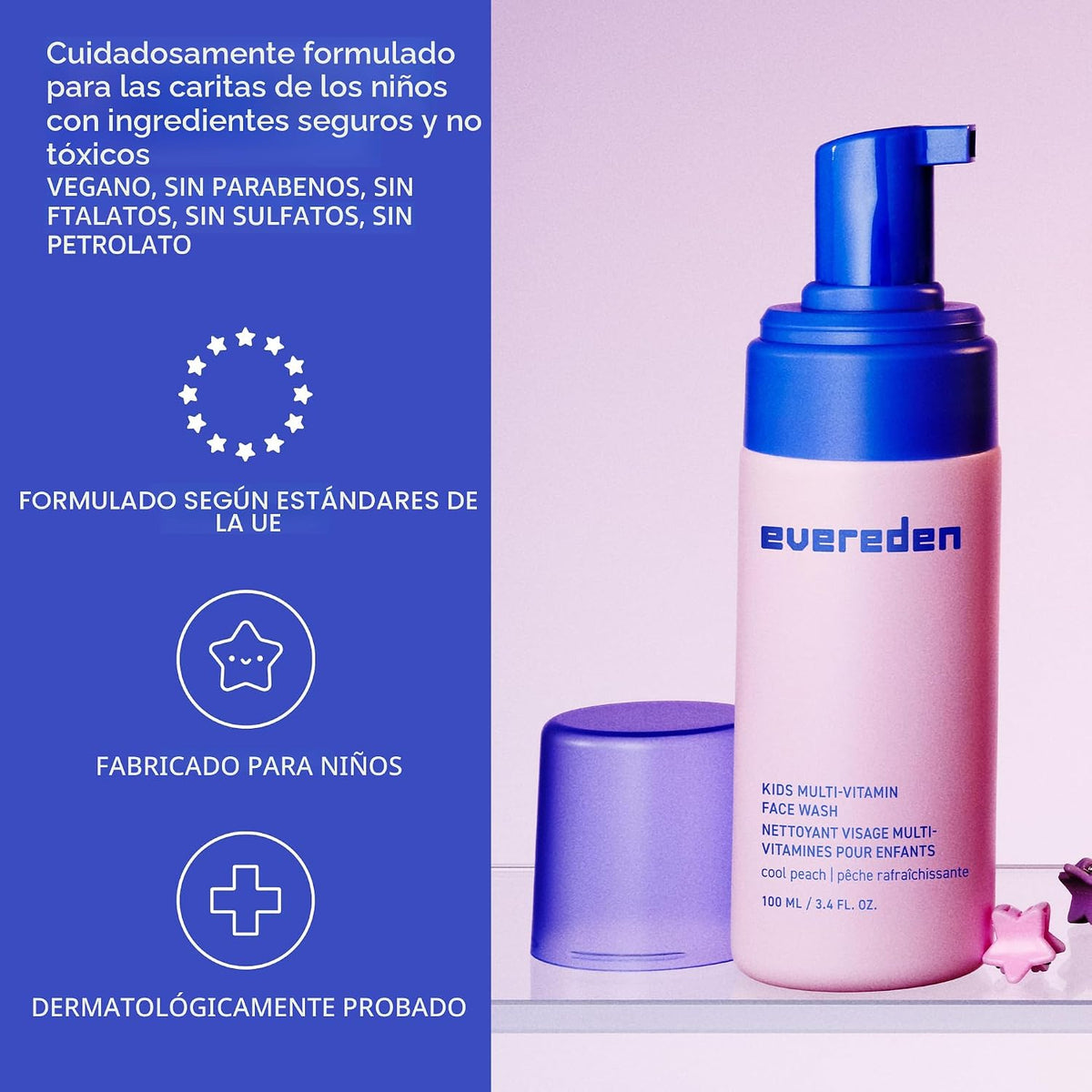 Evereden Lavado facial para niños: melocotón fresco, 3.4 fl oz. | C...