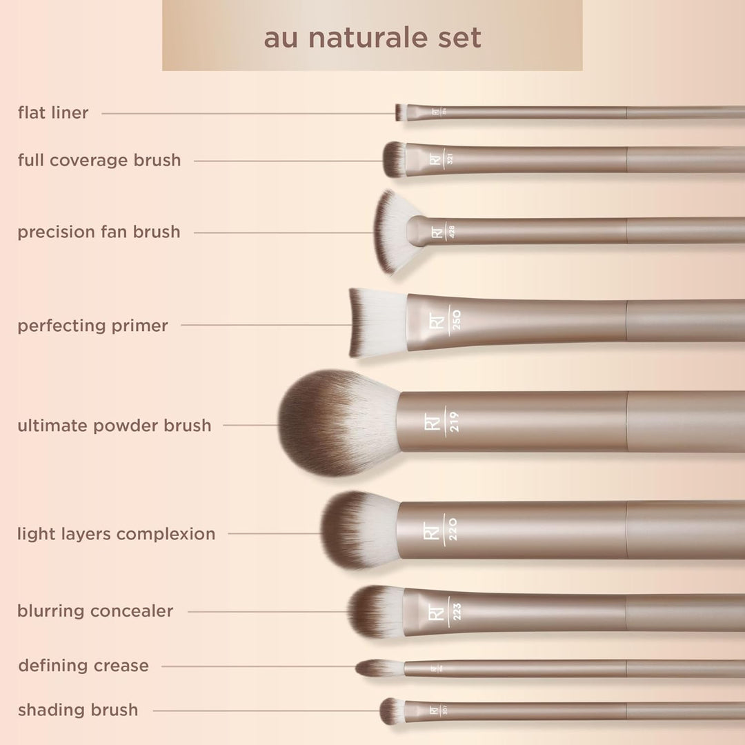 Real Techniques Juego de 9 brochas de maquillaje Au Naturale para s...