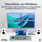 Plugable Base Thunderbolt 4 para cuatro monitores de 100 W, la estación de acoplamiento Thunderbolt conecta hasta cuatro monitores 4K para portátiles Windows y Mac, 2x HDMI, 4x Thunderbolt 4/USB C