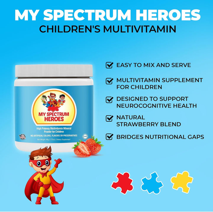 My Spectrum Heroes Multivitamínico en polvo para niños, suplemento...