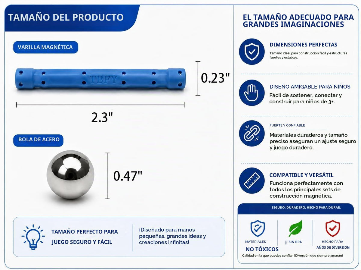 Juego de 155 bloques de construcción magnéticos, varillas magnéticas de 2.3 pulgadas y bolas no magnéticas, juguete de construcción STEM 3D para niños adultos, cumpleaños educativo de padres e