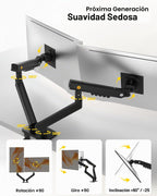 NB SmooVex™ - Soporte para monitor doble, soporte para monitor dual para hasta 32 pulgadas, brazo de monitor de resorte mecánico, VESA 75/3.937 in, modelo-A5C (negro)