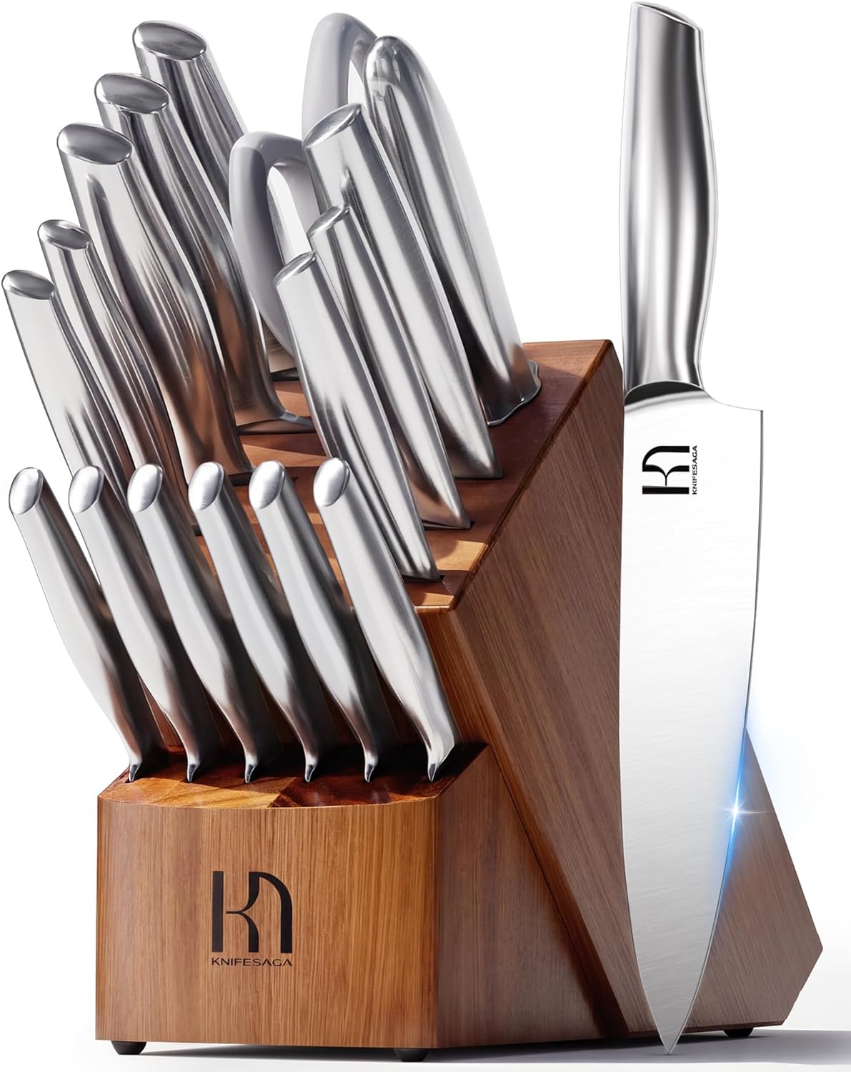 KnifeSaga - Juego de cuchillos de cocina de 17 piezas, premium, afilados de afeitar, acero japonés