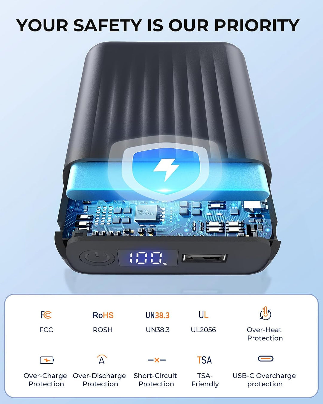 HIMONI Batería de chaqueta térmica de 12V\/5V 2A\/3A 18400mAh para...