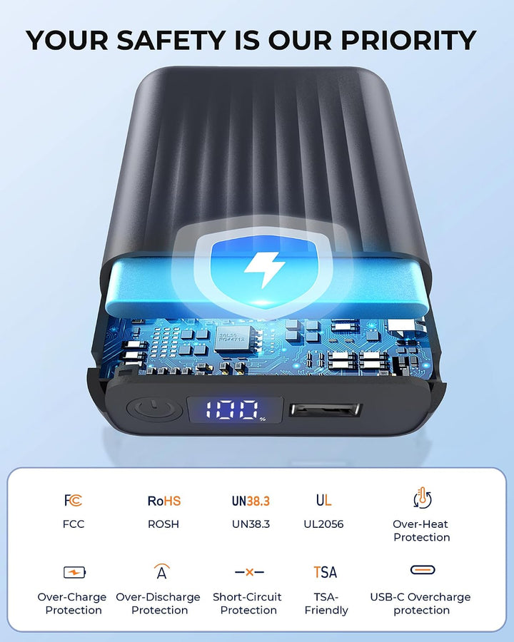 HIMONI Batería de chaqueta térmica de 12V\/5V 2A\/3A 18400mAh para...