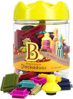 B. toys Bloques de cerdas, 68 bloques entrelazados en frasco, construcción