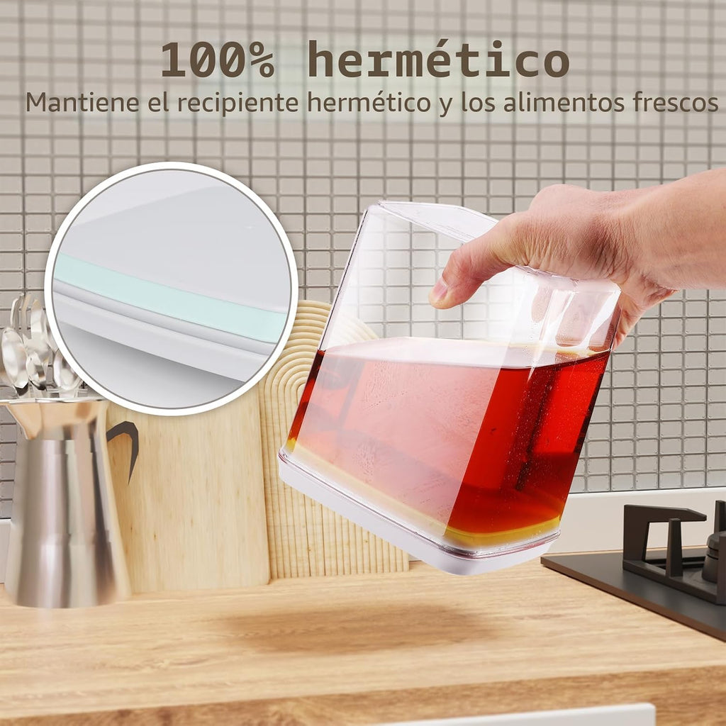 Juego de recipientes herméticos Pop para almacenamiento de alimentos con tapas, 6 piezas apilables con apertura de un botón, recipientes para alimentos para organización y almacenamiento de despensa