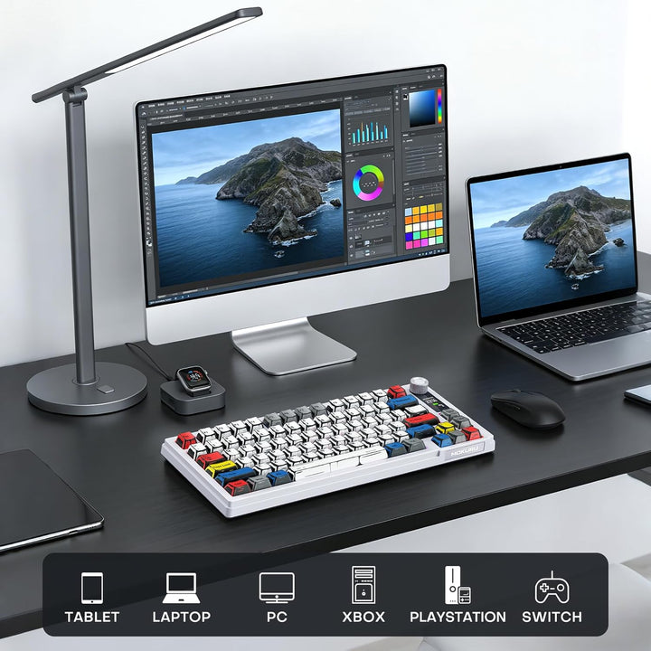 MOKURU Teclado mecánico inalámbrico, tres modos BT\/2.4G\/USB-C, co...