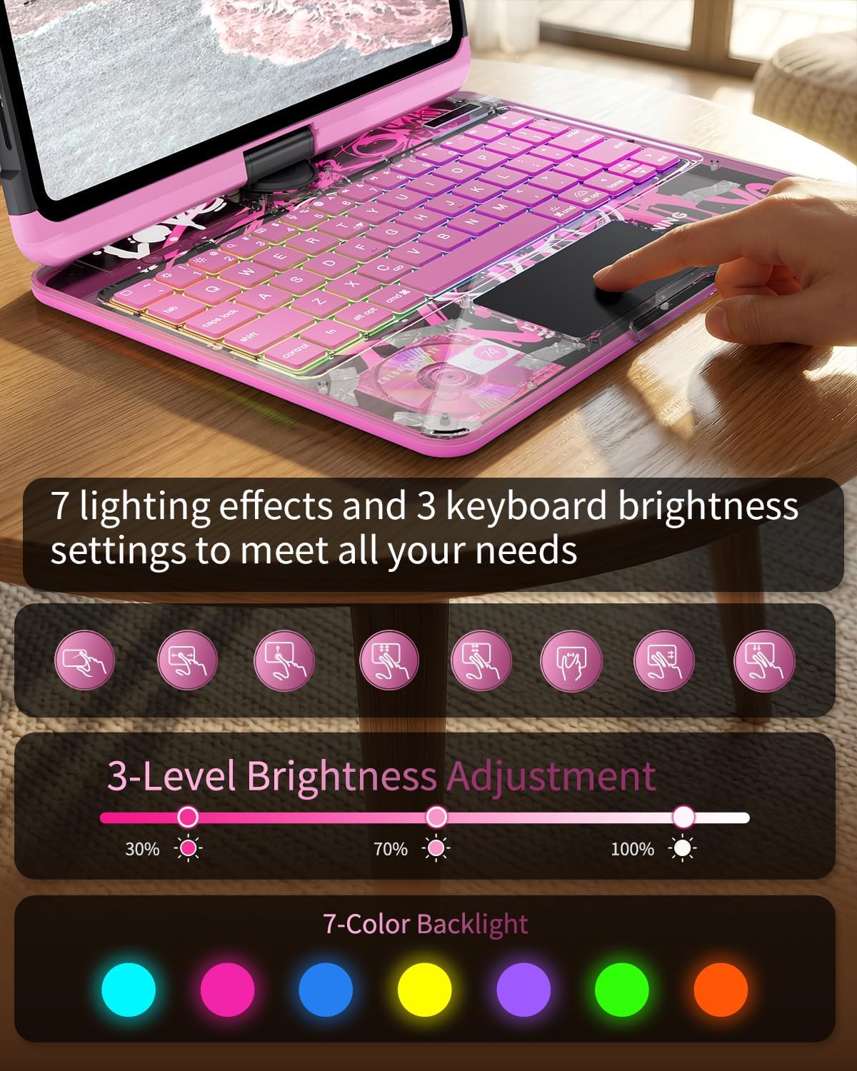 Funda de teclado Bluetooth de rotación de 360° para iPad 11ª generación