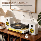 Seasonlife® Tocadiscos inalámbrico de entrada y salida, reproductor de vinilo de alta fidelidad con contrapeso ajustable y antideslizante, preamplificador de teléfono integrado, cartucho AT-3600L para