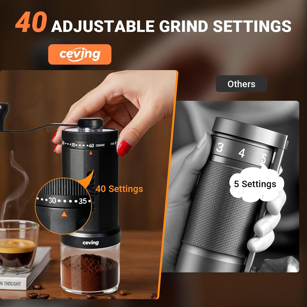 CEVING El primer molinillo de café manual de gran capacidad de 2.12 oz del