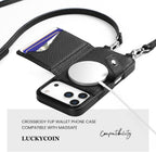 Funda de cuero Crossbody Wallet para iPhone 17 Pro - Negro