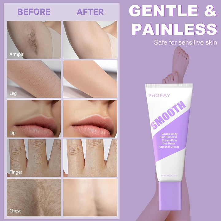 Crema de depilación PHOFAY para pieles sensibles de hombres y mujer...