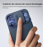 SURITCH Funda para iPhone 16 con cubierta magnética para cámara deslizante y soporte ajustable, compatible con MagSafe, funda protectora delgada a prueba de golpes de 6.1 pulgadas, azul