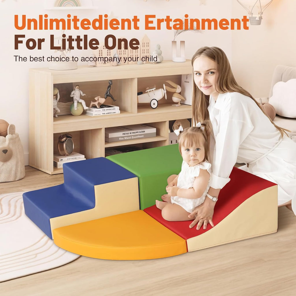 Juguetes de Escalada de Cuero PU Suave de 4 Piezas para Niños Pequeños, Bloques de Escalada de Espuma para Niños Pequeños, Conjunto de Juego para Bebés Estructuras de Escalada de Espuma para