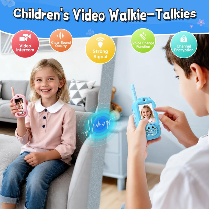 Walkie Talkies de video para niños, paquete de 2 intercomunicadores...