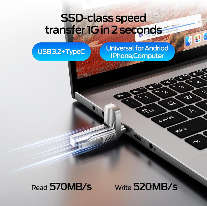 MOVE SPEED Unidad de Estado Sólido de 1TB 570MB\/s Unidad USB de Al...