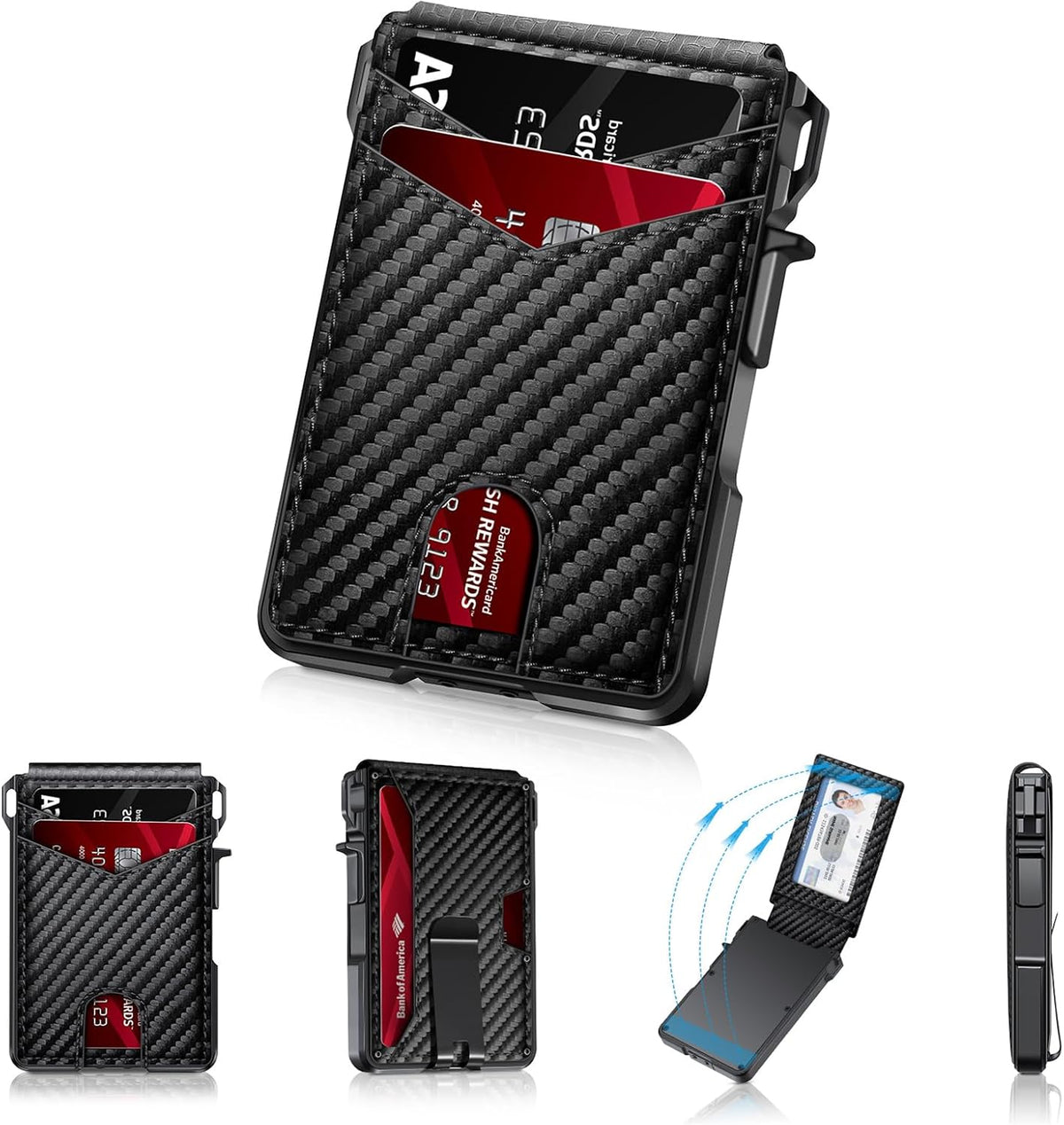 Cartera delgada desplegable para hombre, cartera plegable con bloqueo RFID