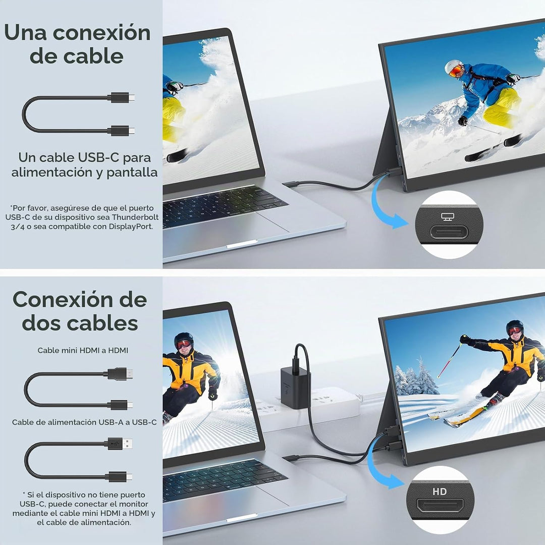 WGK Monitor portátil de borde estrecho de 17.3\u201D 1080P FHD 144H...