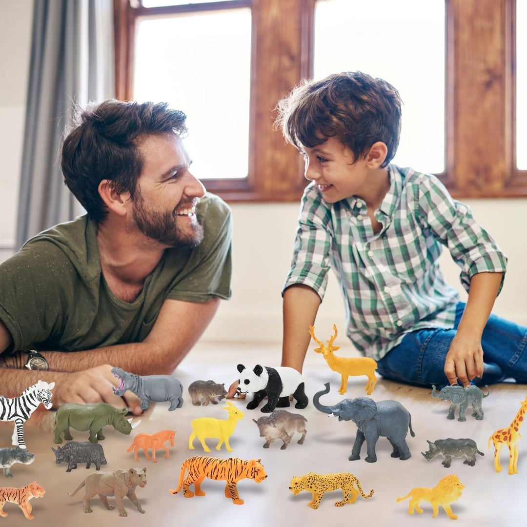 24 figuras de animales de safari y zoológico, juego de juguetes de...