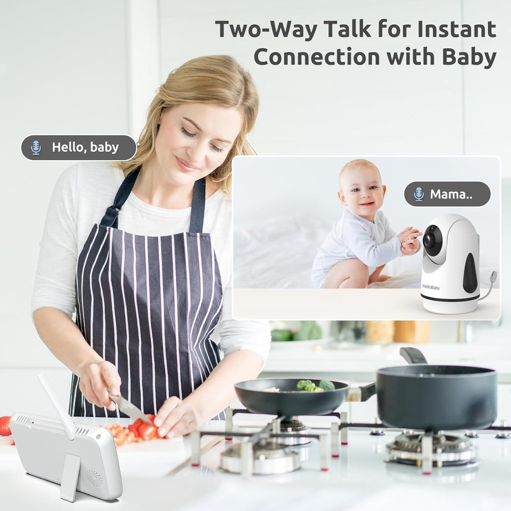HelloBaby Monitor de Video para Bebés con Pantalla Grande IPS, 6 pulgadas