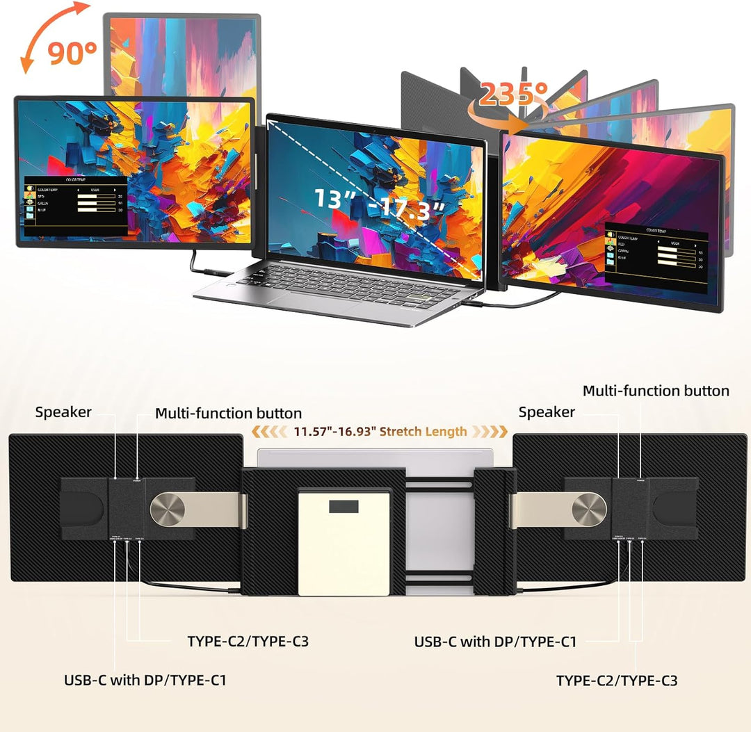 ROYY - Extensor de pantalla para portátil de 2.5 K, monitor portáti...