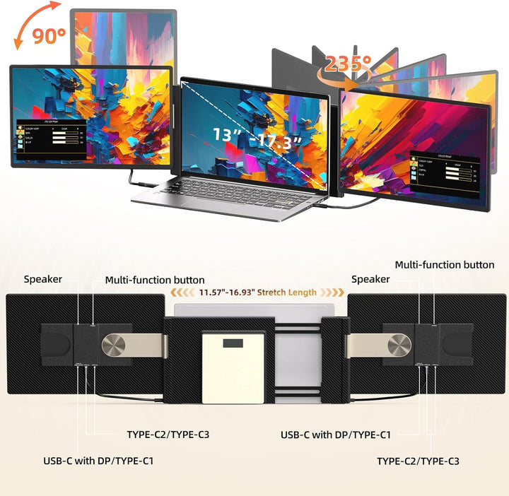 ROYY - Extensor de pantalla para portátil de 2.5 K, monitor portáti...