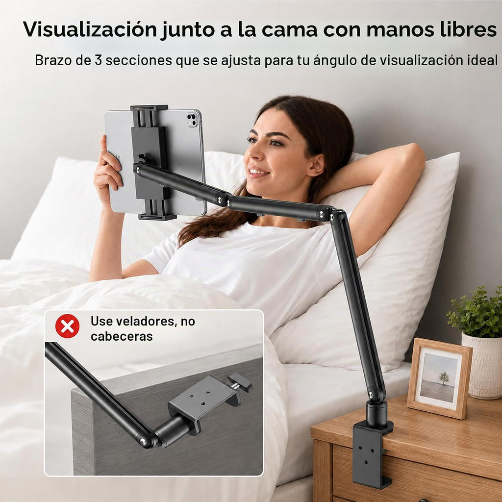 Soporte para iPad para escritorio, soporte de escritorio ajustable para iPad con abrazadera en C