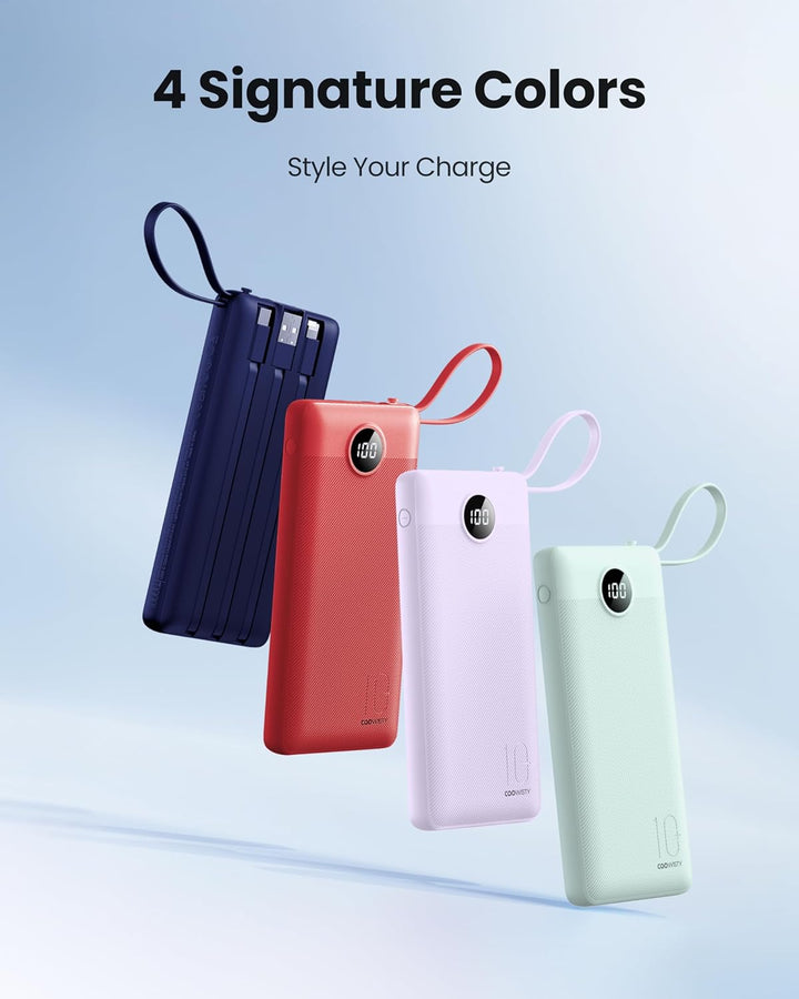 Coowisty Cargador portátil con cables integrados, banco de energía...