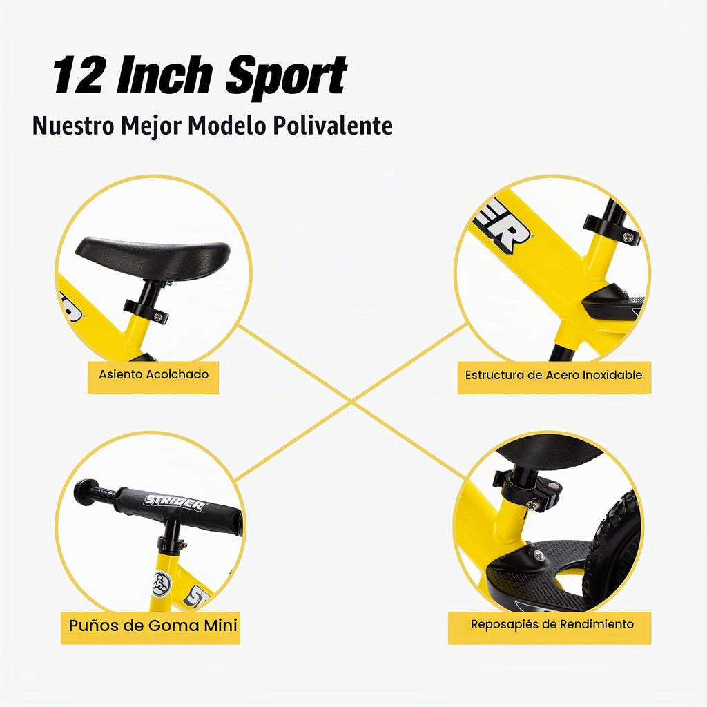 Bicicleta mecedora 2 en 1 Strider Sport, 6 meses–4 años, Amarillo