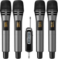 TONOR Micrófonos inalámbricos, sistema de micrófono de karaoke UHF TW361, 4 Mic Gris