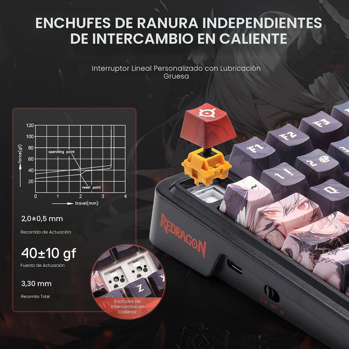 Redragon K719 PRO Teclado inalámbrico para juegos con junta con pan...