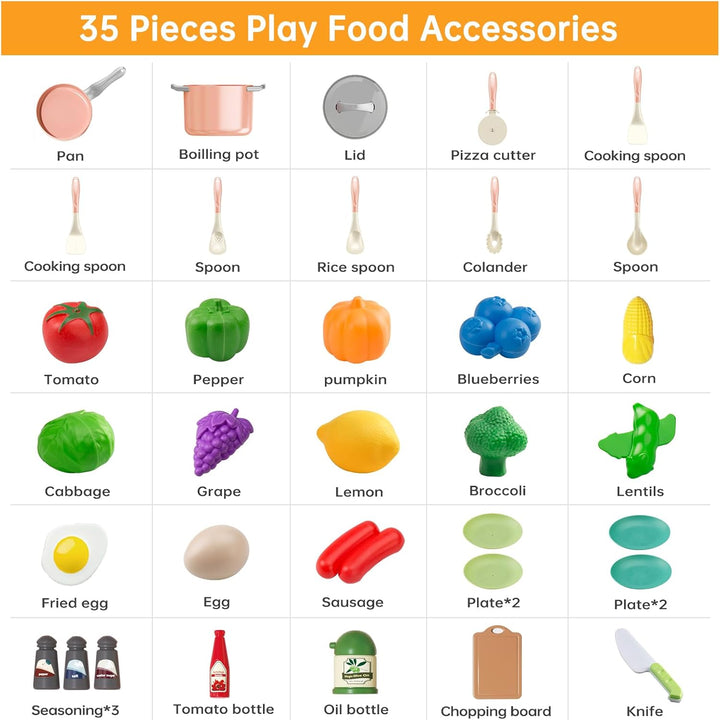 35 piezas de accesorios de juguete para cocina de niños, juego de c...
