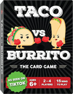 Taco vs Burrito - El Juego de Cartas Sorprendentemente Estratégico y Extremadamente Popular Creado por un Niño de 7 Años - 5 Maneras de Jugar - Un Juego de Fiesta Familiar para Niños, Adolescentes y