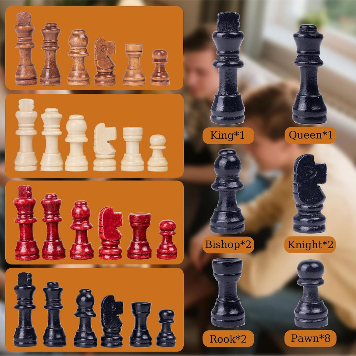 Juego de mesa de ajedrez de madera para 3 o 4 jugadores, juego de ajedrez, juego IQ, un tablero de ajedrez con posiciones marcadas de piezas de ajedrez, un regalo para entusiastas del ajedrez