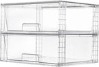 Vtopmart Paquete de 2 Cajones de Almacenamiento Grandes Apilables, Fácil de Ensamblar Organizadores de Acrílico Transparente para Baño Armario Debajo del Fregadero, Contenedores de Almacenamiento de