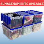 Akro-Mils 66486 Contenedor apilable de plástico de 12 galones con tapa con