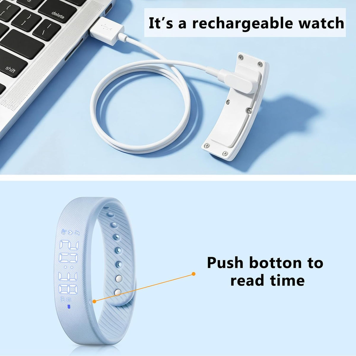 Reloj de seguimiento de actividad física para niños con podómetro, no requiere aplicación, reloj digital deportivo al aire libre para niños y niñas de 5 a 13 años con alarma de vibración