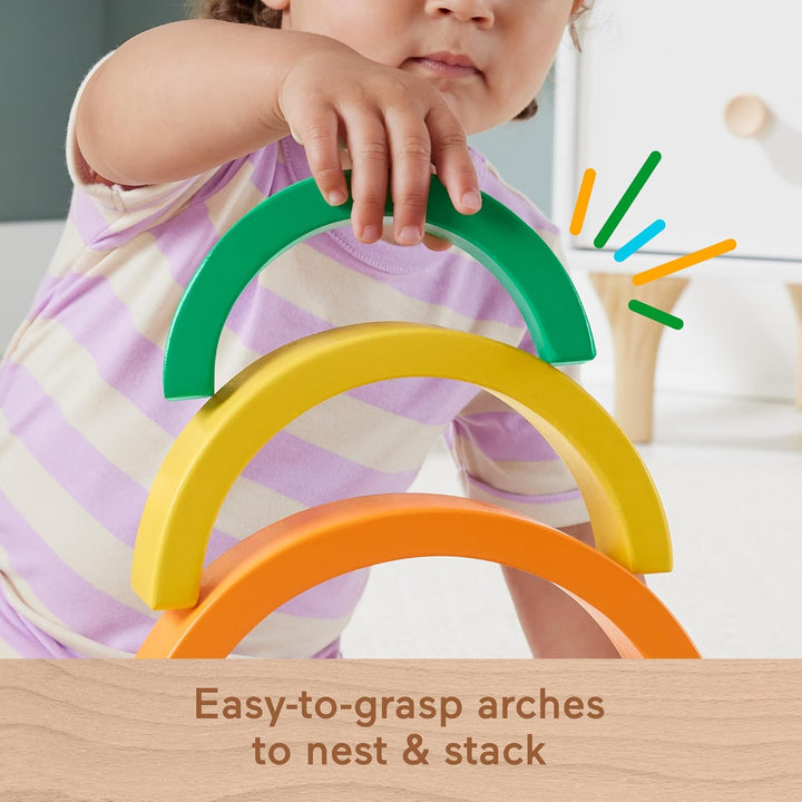 Fisher-Price Juego de piezas de madera arcoíris apilables