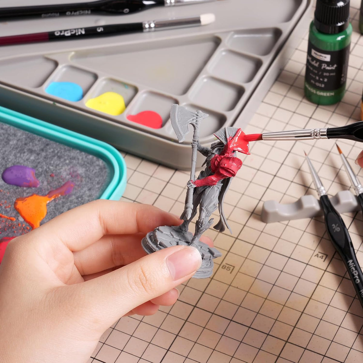 Nicpro Paleta Stay Wet para pintar en miniatura, pintura acrílica
