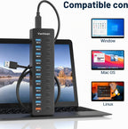 vantisan, A2011, hub USB 3.0 de 11 puertos, alimentado, con puerto de carga inteligente