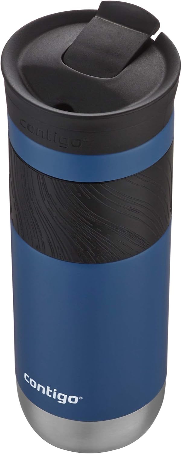 Contigo - Taza de viaje con aislamiento y con Snapseal (cierre por presión), 20 onzas fluidas, diseño saque, maíz azul, con asa
