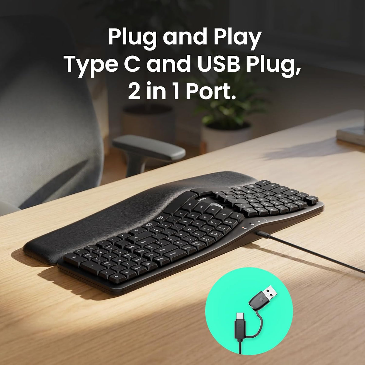 Nulea Teclado ergonómico dividido, teclado de escritura natural con...