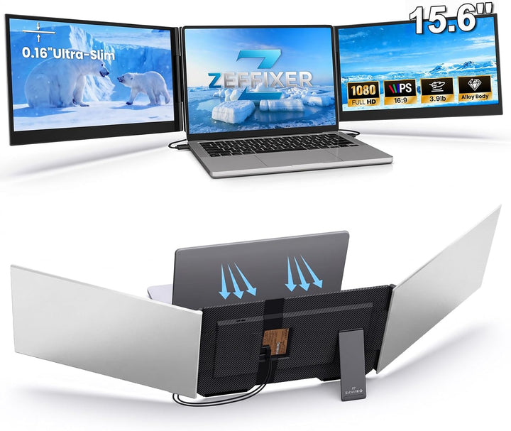 Extensor de pantalla triple para computadora portátil de 15.6", mon...